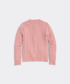 Girls' Striped Waffle Crewneck Sweater