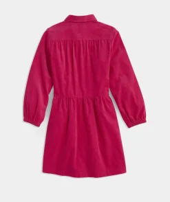 Girls' Velvet Puff-Sleeve Dress