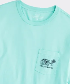 Lacrosse Player Outline Long-Sleeve Pocket Tee