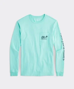 Lacrosse Player Outline Long-Sleeve Pocket Tee