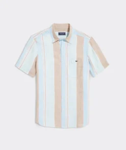 Linen Short-Sleeve Wharf Stripe Shirt