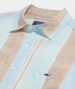Linen Short-Sleeve Wharf Stripe Shirt