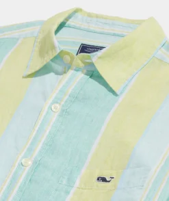 Linen Short-Sleeve Wharf Stripe Shirt