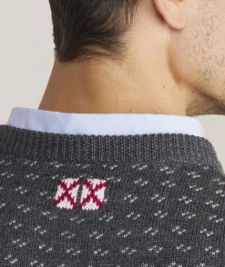 Merino Wool Fish Knit Crewneck Sweater