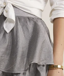 Metallic Check Maxi Skirt