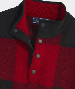 On-The-Go Buffalo Check Quarter-Snap Mockneck Sweater