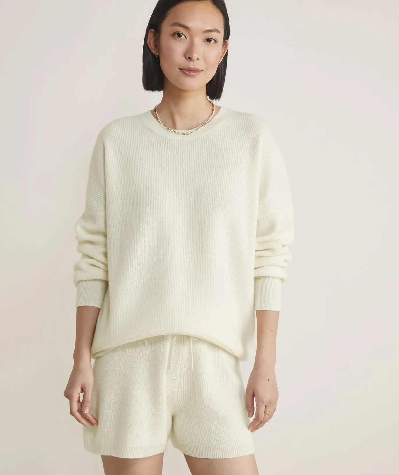 Oversized Ribbed Luxe Crewneck Sweater