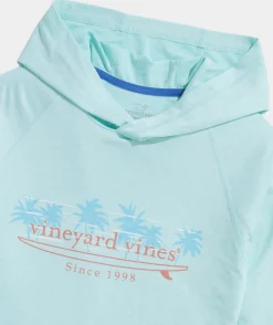 Palm Tree Surf Logo Long-Sleeve Harbor Performance Tee