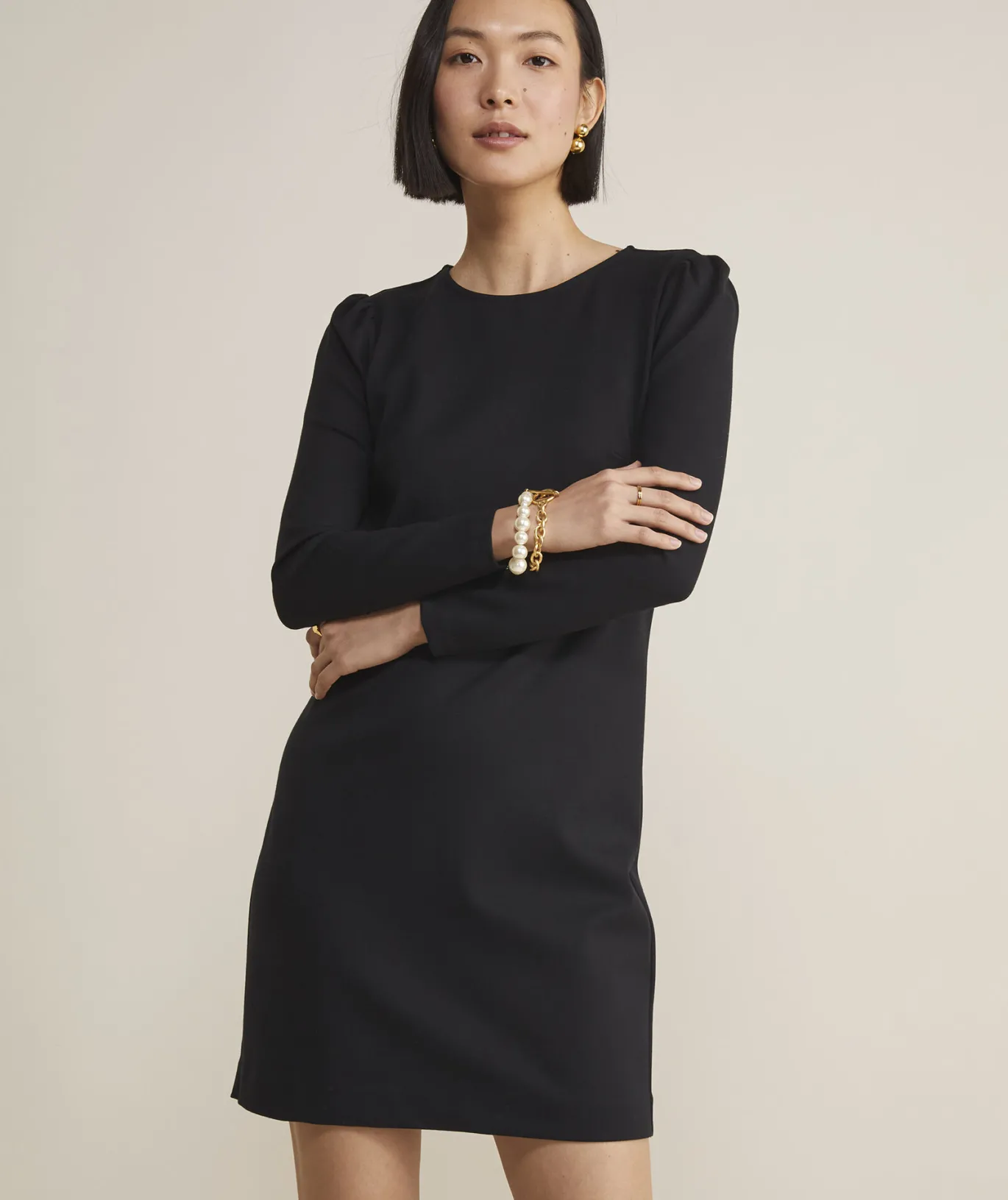 Ponte Puff-Sleeve Dress