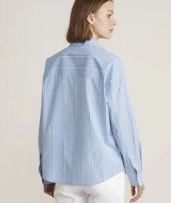 Poplin Button-Front Raglan Top