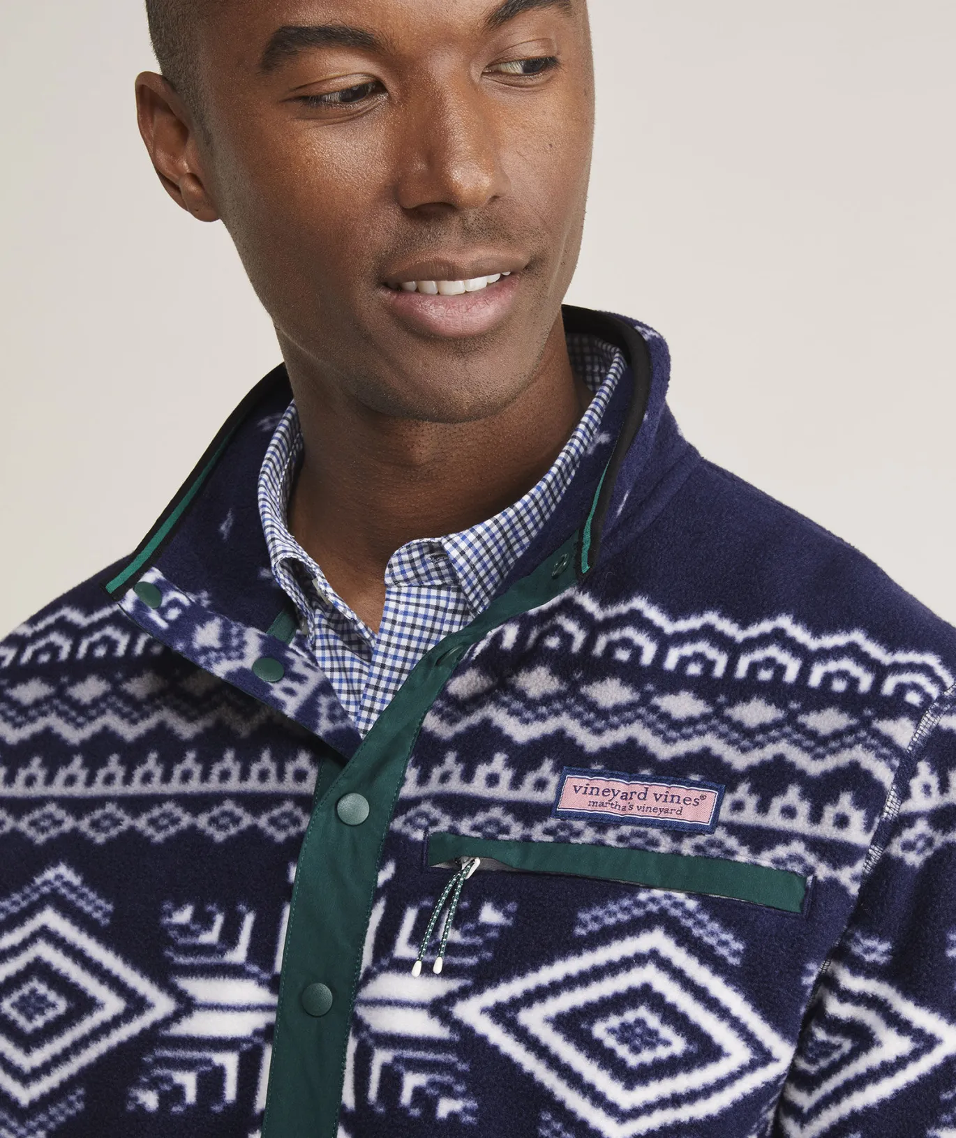 Printed Harbor Fleece Quarter-Snap