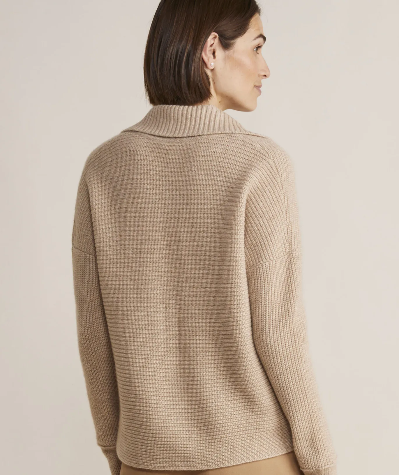 Ribbed Cashmere Polo Sweater