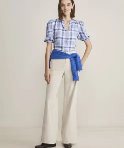 Ruffle Neck Puff-Sleeve Top