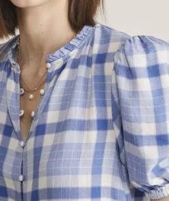 Ruffle Neck Puff-Sleeve Top
