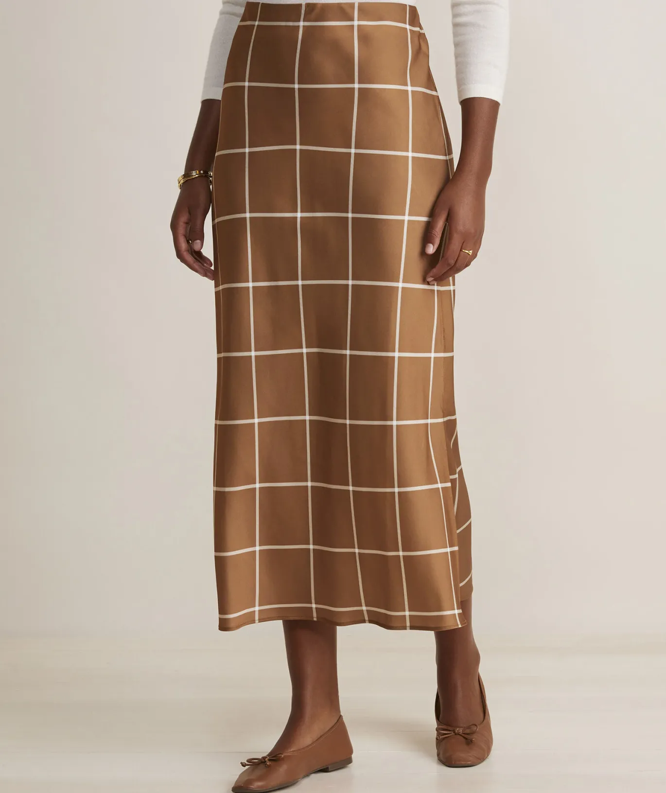 Satin Midi Slip Skirt