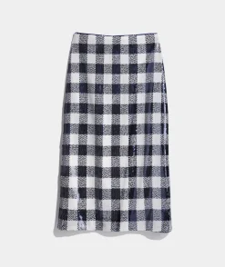 Sequin Check Midi Skirt