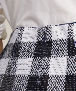 Sequin Check Midi Skirt
