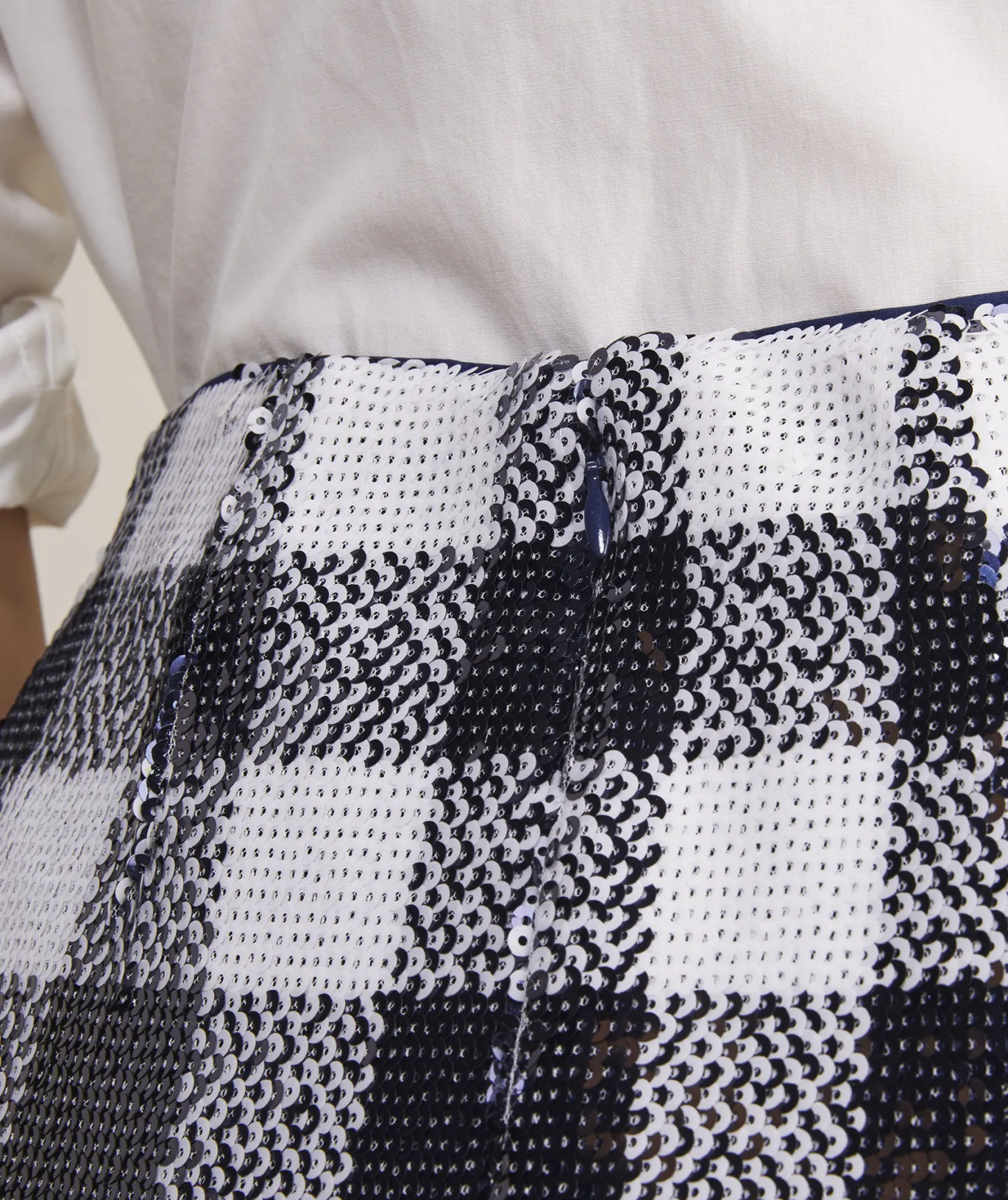 Sequin Check Midi Skirt
