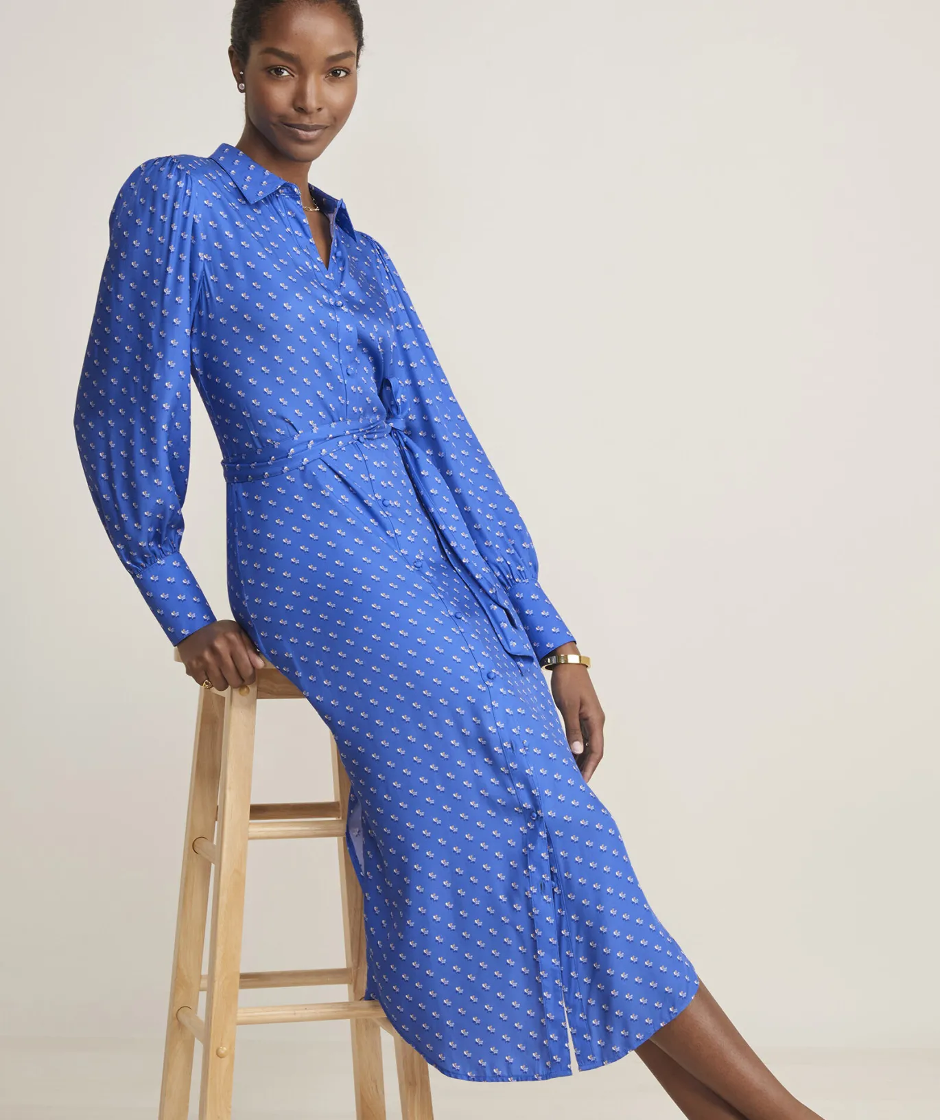 Silk Twill Midi Shirtdress