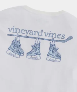 Sketched Hockey Skates Long-Sleeve Pocket Tee