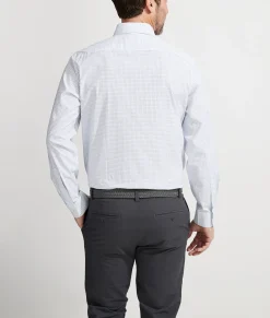 Stretch Poplin Check Spread Collar Shirt
