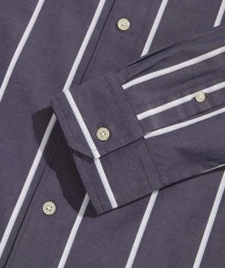 Stretch Poplin Stripe Spread Collar Shirt