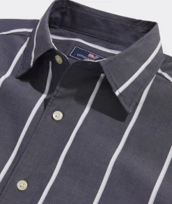 Stretch Poplin Stripe Spread Collar Shirt