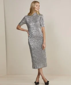 Stretch Sequin Midi Dress