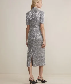 Stretch Sequin Midi Dress