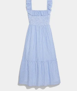 Striped Smocked Midi Dress