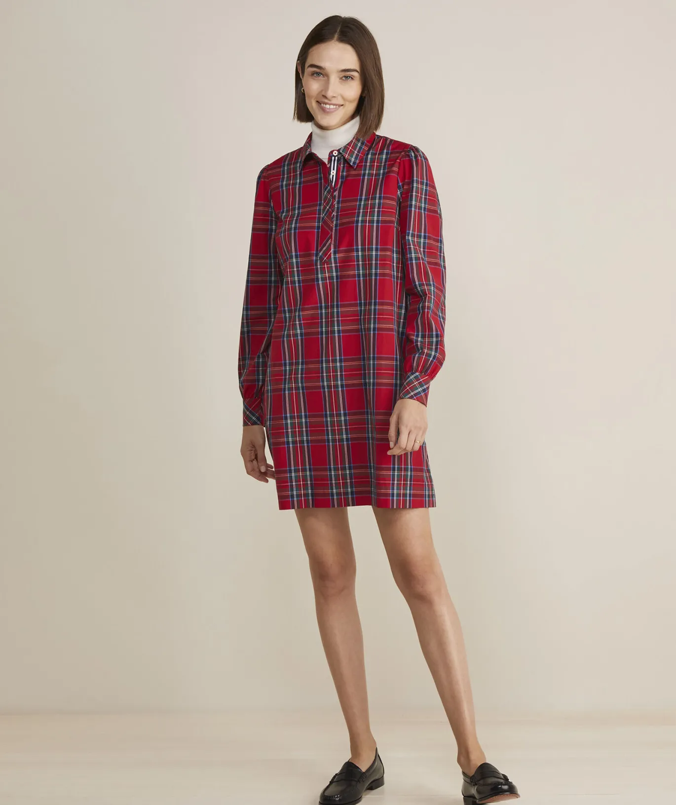 Tartan Poplin Popover Dress
