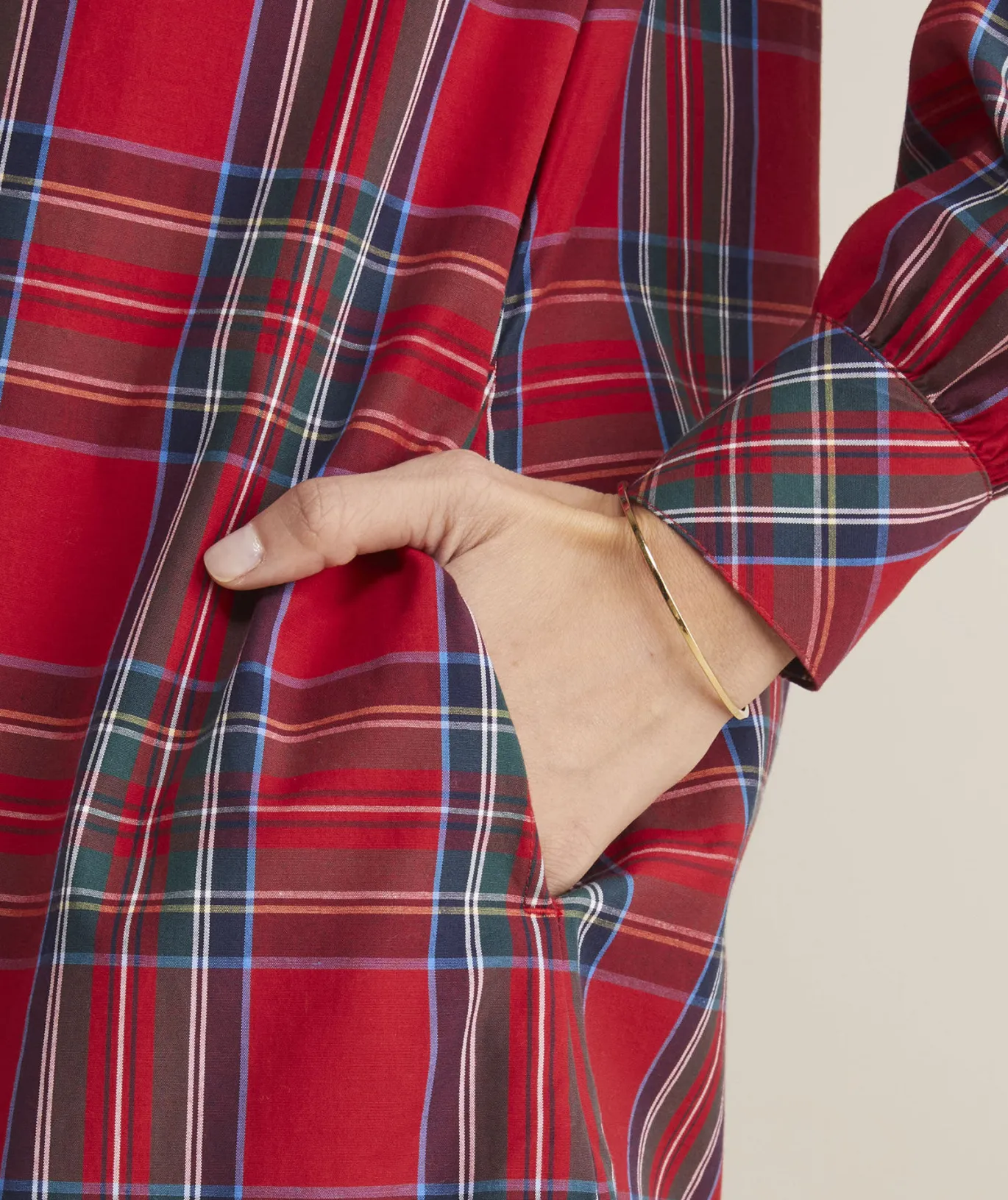 Tartan Poplin Popover Dress