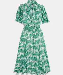 Toile Tie-Neck Midi Dress