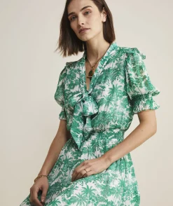 Toile Tie-Neck Midi Dress
