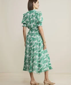 Toile Tie-Neck Midi Dress