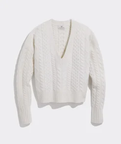 Varsity Cable V-Neck Sweater