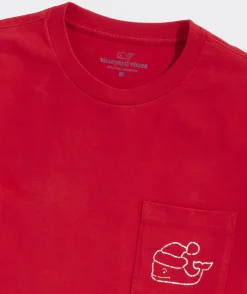 Vintage Santa Whale Long-Sleeve Pocket Tee