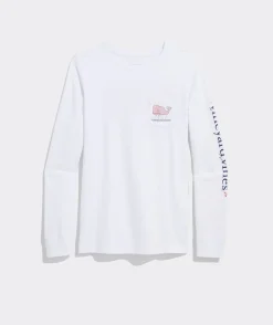 Watercolor Mrs. Claus Whale Long-Sleeve Pocket Tee