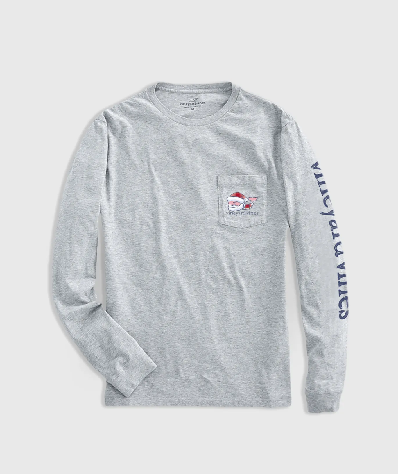 Watercolor Santa Whale Long-Sleeve Pocket Tee