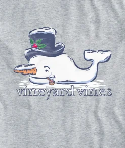 Watercolor Snowman Whale Long-Sleeve Pocket Tee