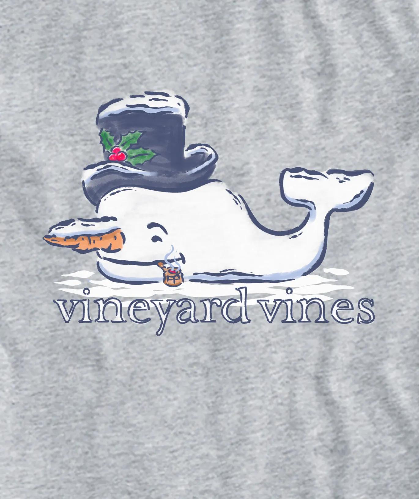 Watercolor Snowman Whale Long-Sleeve Pocket Tee